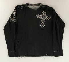 Affliction Shirt VTG 90s Thermal Reversible Lost Souls Skull Wings Black Mens XL