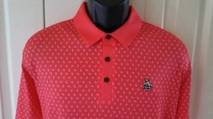 Penguin Bow-Tie Dobby Printed PINK SIZE LARGE Polo Shirt NWT