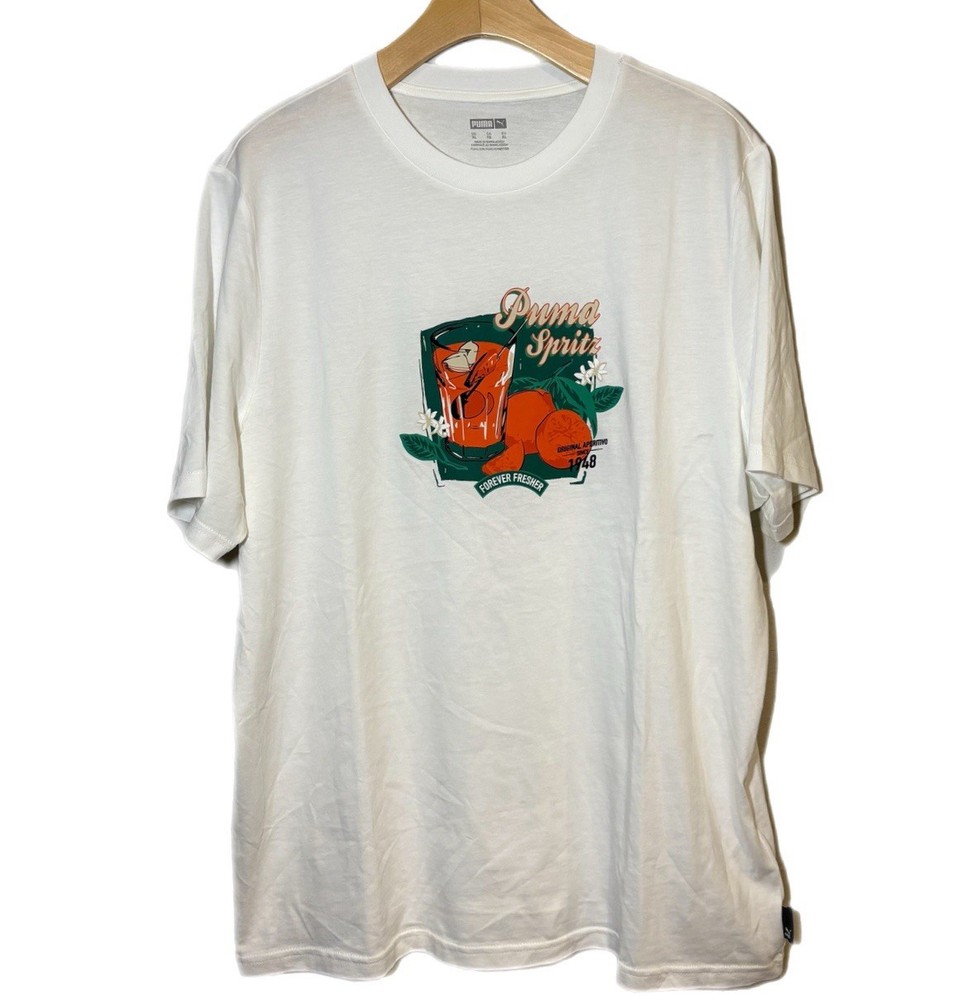 PUMA Men's Lightweight Crew Active Tee T-Shirt Short Sleeve Logo White XL Adult
