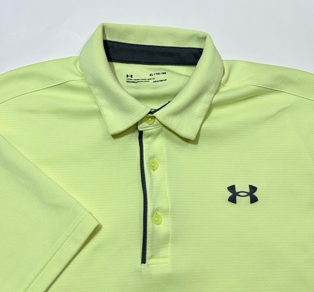 Under Armour Men’s UA Tech Performance Golf Polo Shirt Neon Yellow XL