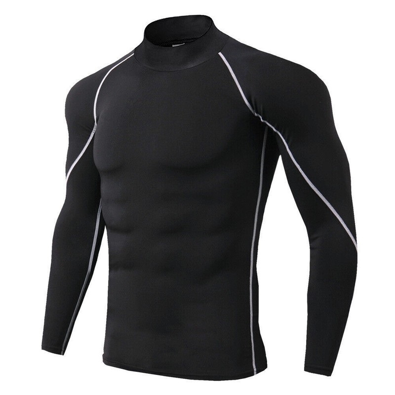 Men's Long-Sleeve Compression Shirt Base-Layer Running Top Mock Neck T-Shirts gallery