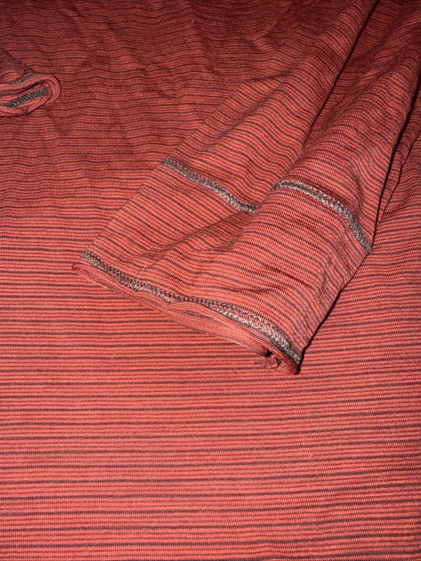 Nau Pullover Mens Large Orange Striped Merino Wool 1/4 Zip Hiking Top Base gallery