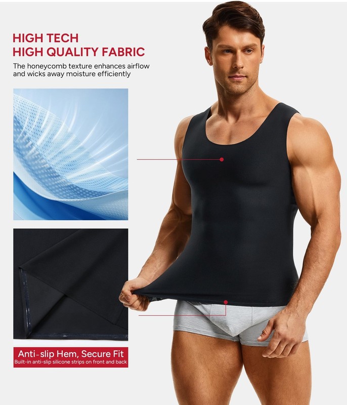 Compression Shirts for Men Slimming Workout Tank Tops Undershirts Vest Sleeve... gallery