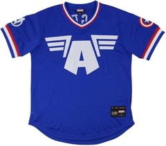 Marvel – Mens Captain America Mesh V-Neck Jersey, SIZE: X-Large , color: Blue