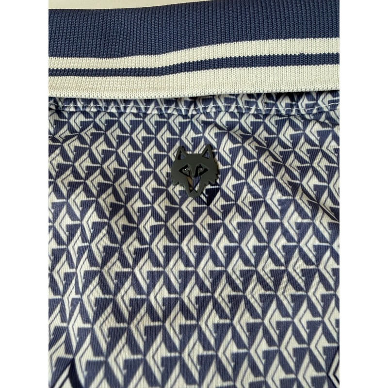 Greyson Men’s Large Blue Geometric Golf Polo Shirt Performance Stretch gallery