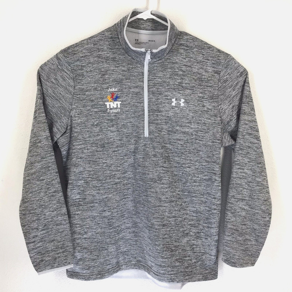 Under Armour Fleece Long Sleeve Shirt Men's Large Loose Fit Gray - Personalized