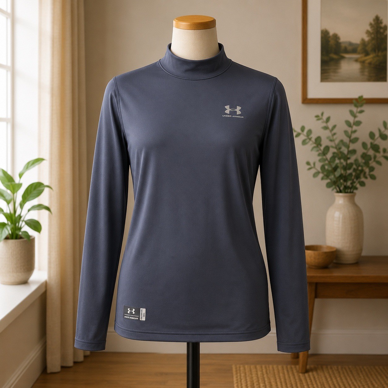 Under Armour Tactical Mock Neck Shirt Mens XL Black Long Sleeve Base Layer Top gallery