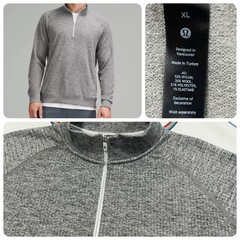 Mens Lululemon Engineered Warmth Half Zip Sweater Pullover Heather Gray XL Mint!