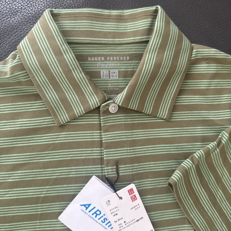 Uniqlo Roger Federer By JW Anderson AIRism Polo Shirt Olive Size SNWT gallery