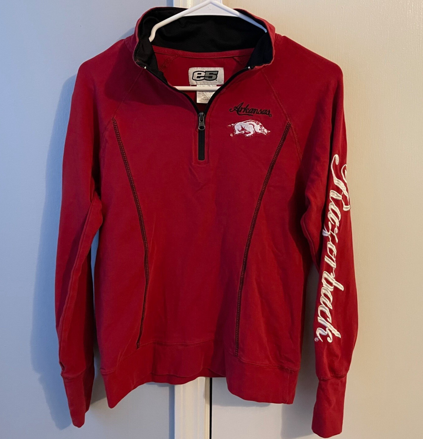 Arkansas Razorbacks Embroidered E5 1/4 Zip Pullover Sweatshirt Jacket Red Small gallery