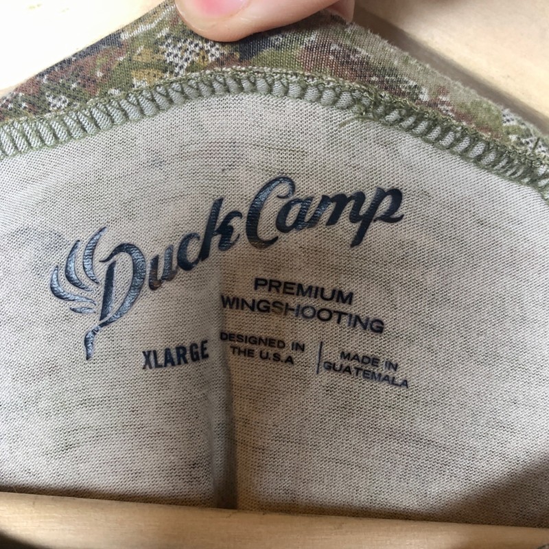 Duck Camp Wingshooting Shirt Mens XL Green Camo Long Sleeve Zip Pocket Hunting gallery