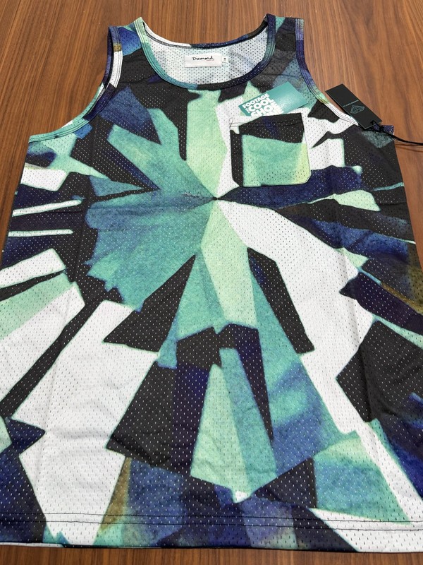 DIAMOND SUPPLY CO DUNK SIMPLICITY MESH POCKET BASKETBALL JERSEY TANK TOP AQUA M gallery
