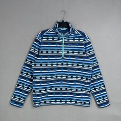 Chubbies Pullover Mens Medium Blue Aztec Stripe 1/4 Zip Fleece Beach Club