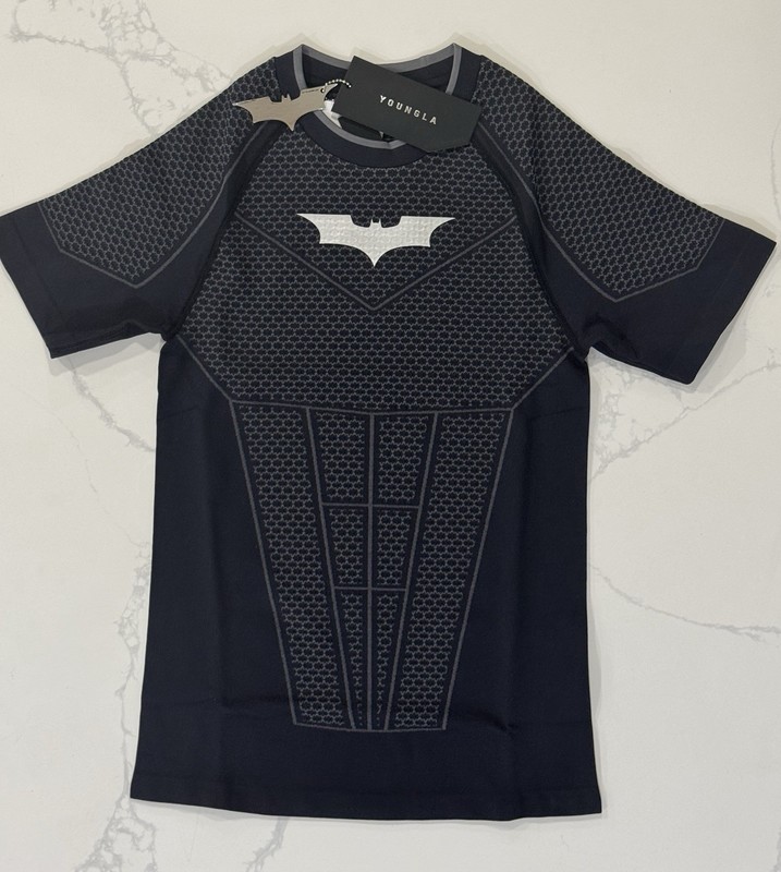 YoungLA Batman Compression Shirt Men’s XL Black Short Sleeve Gym Athletic NWT gallery