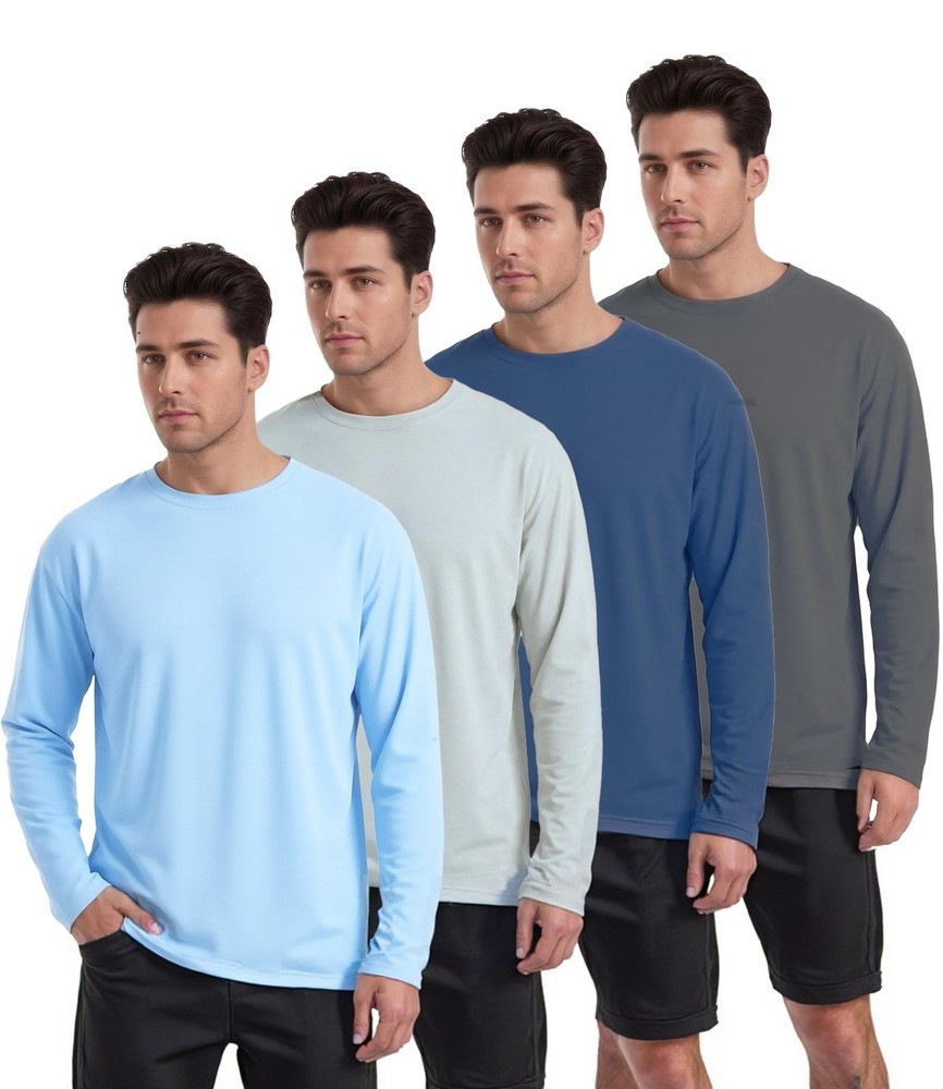 4 Pack Men's UPF 50+ Rash Guard Swim Fishing Sun Shirts, Long Sleeve SPF UV S...