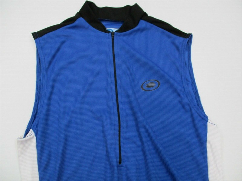 PERFORMANCE Men Size M Athletic Sleeveless 1/5 Zip Royal Blue Cycling Top gallery