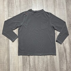 Rhone Men’s Long Sleeve V Neck T Shirt Gray Chest Pocket See Measurements