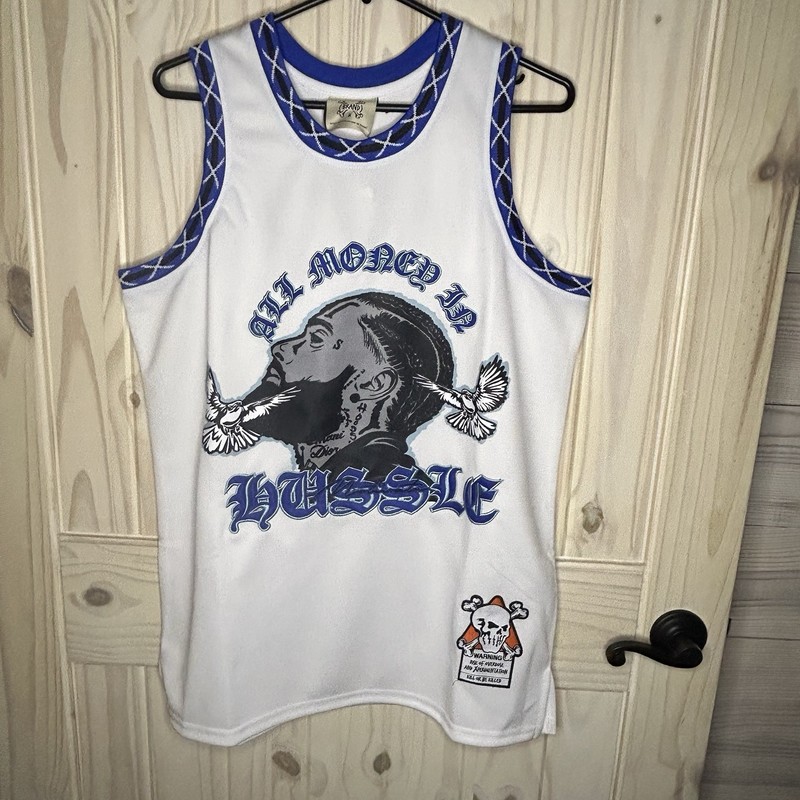 NWT Brand X White Basketball Jersey All Money In Mens Size Medium gallery