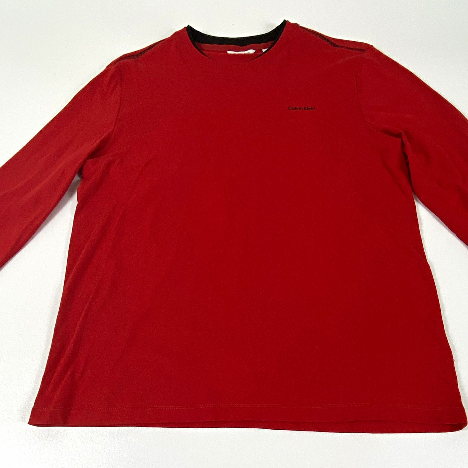 Calvin Klein Men’s Red Lightweight Logo Long Sleeve Crew Neck T-Shirt Size M gallery