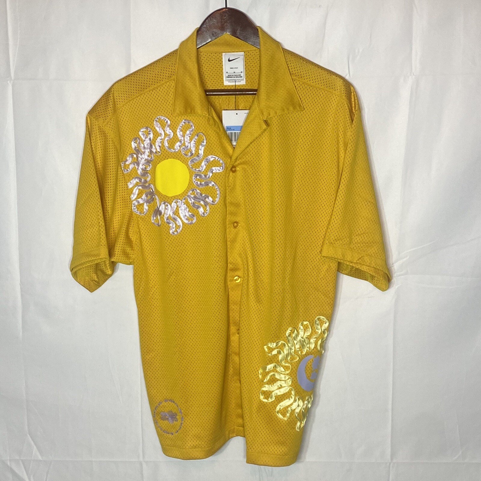 Nike Uphoria Button Up Mesh Short Sleeve Shirt DV9676-743 Yellow Men's Sz: M gallery