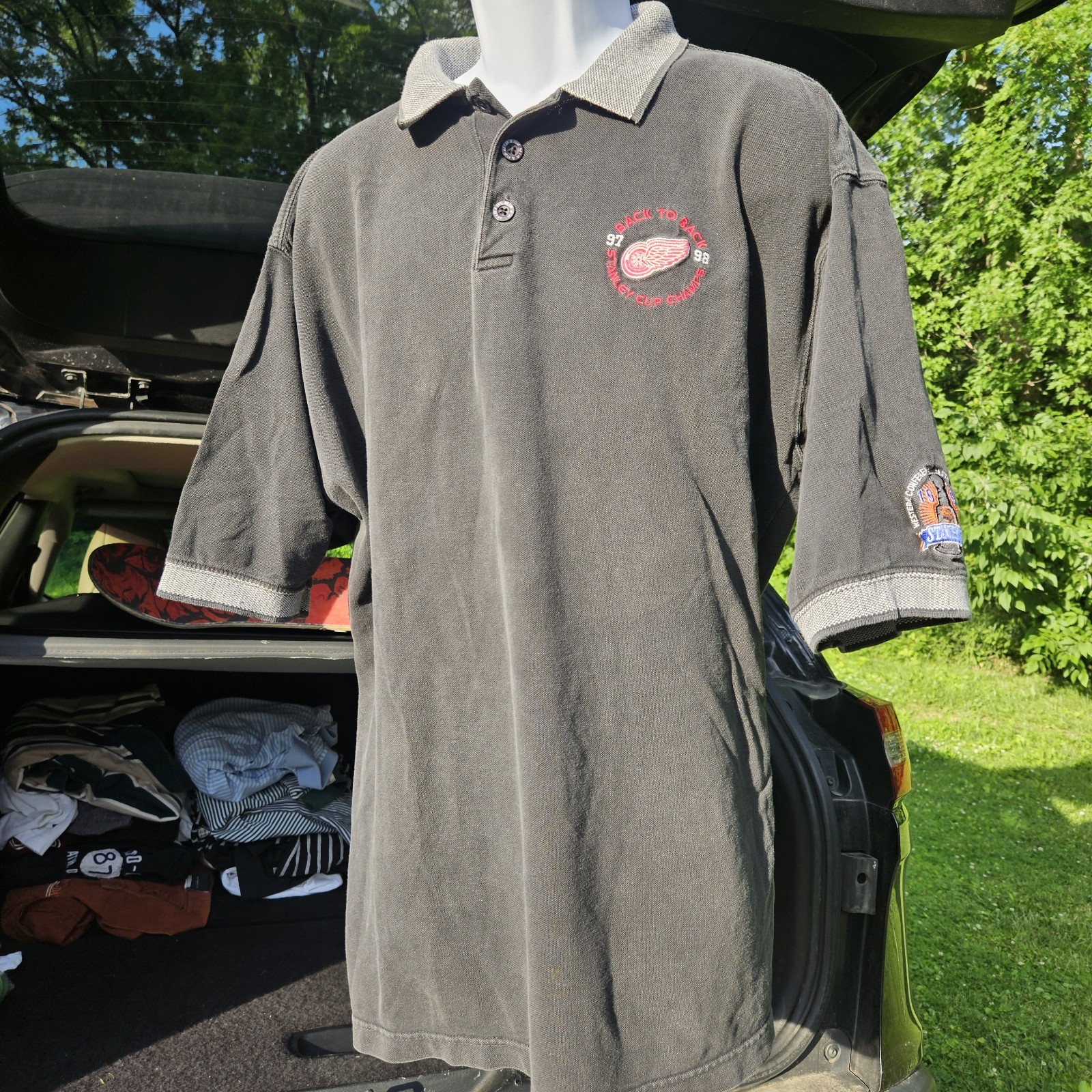 Vintage 90s Mirage NHL Detroit Redwings Faded Black Polo Embroidered Men’s XXL gallery