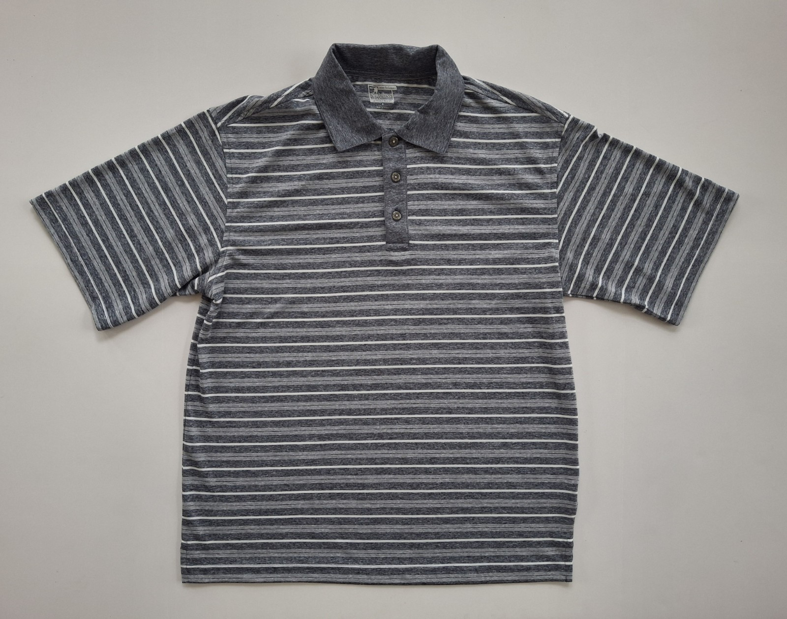 Spyglass by Pebble Beach Luxury Performance Gray Striped Golf Polo Shirt Small gallery