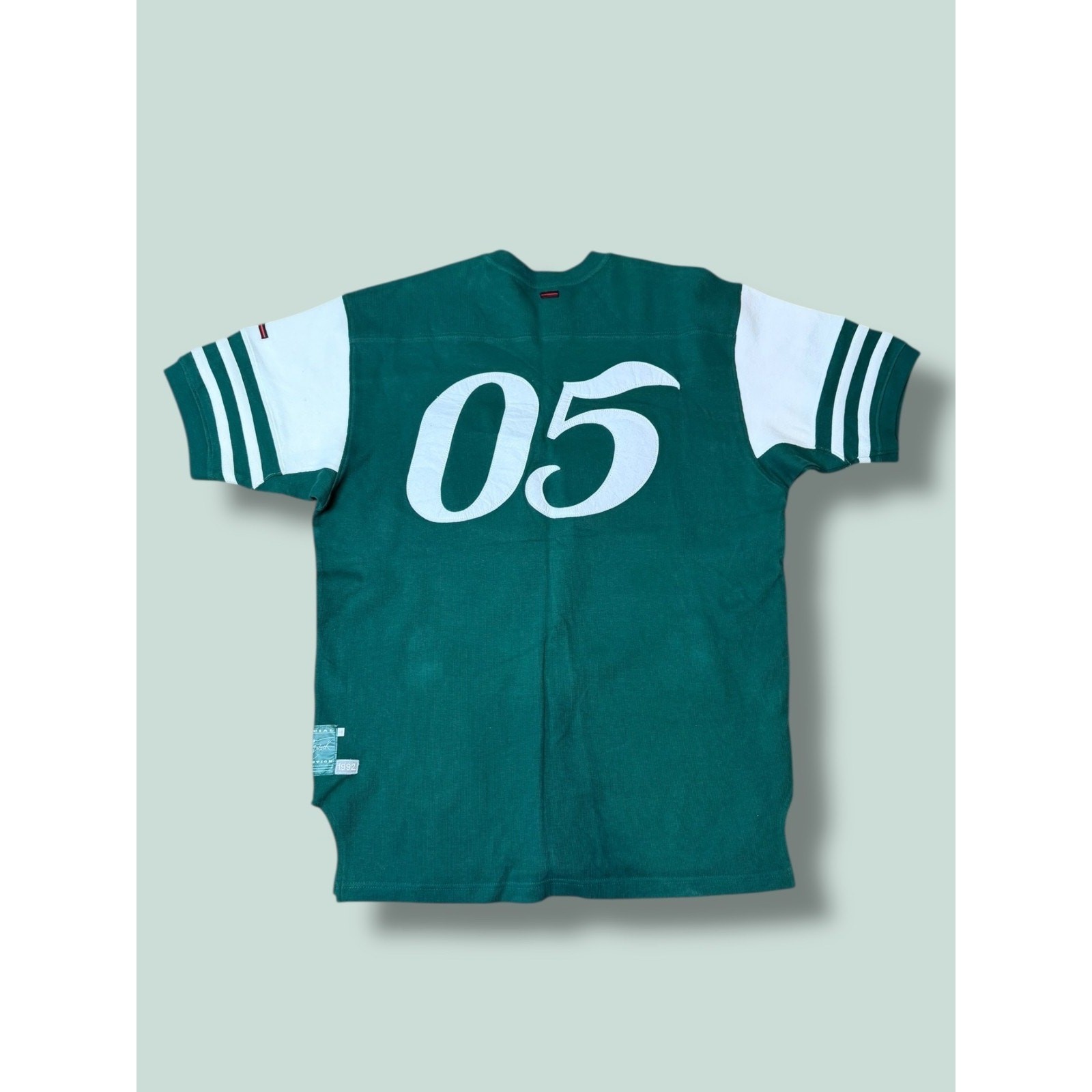 Vintage FUBU The Throwback Collection Pullover Jersey Sweater Sz XL Green White gallery