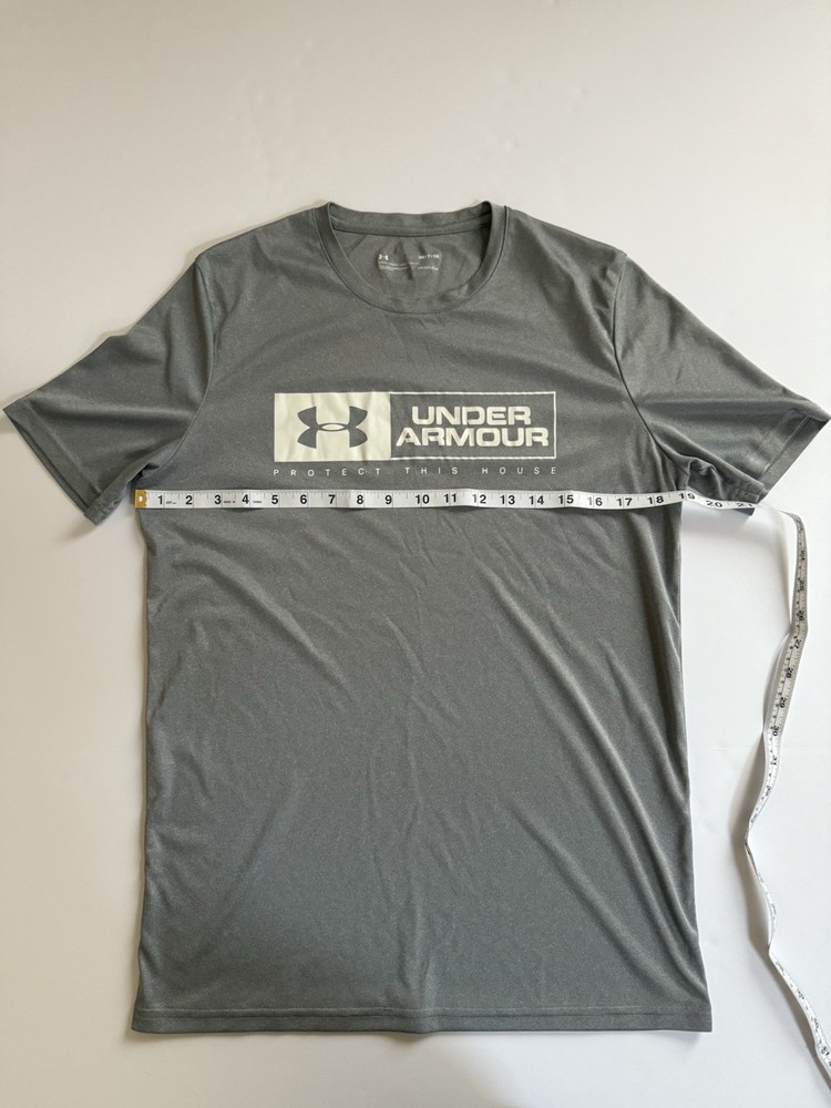 Under Armour Men Small T-Shirt Gray HeatGear Loose Fit Athletic Tee Gym Workout