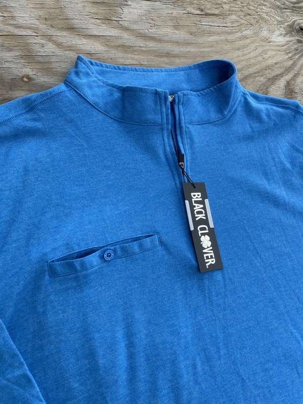 Black Clover Men's Clyde Delirium Golf Pullover 1/4 Zip Pocket XL Blue NEW $110 gallery