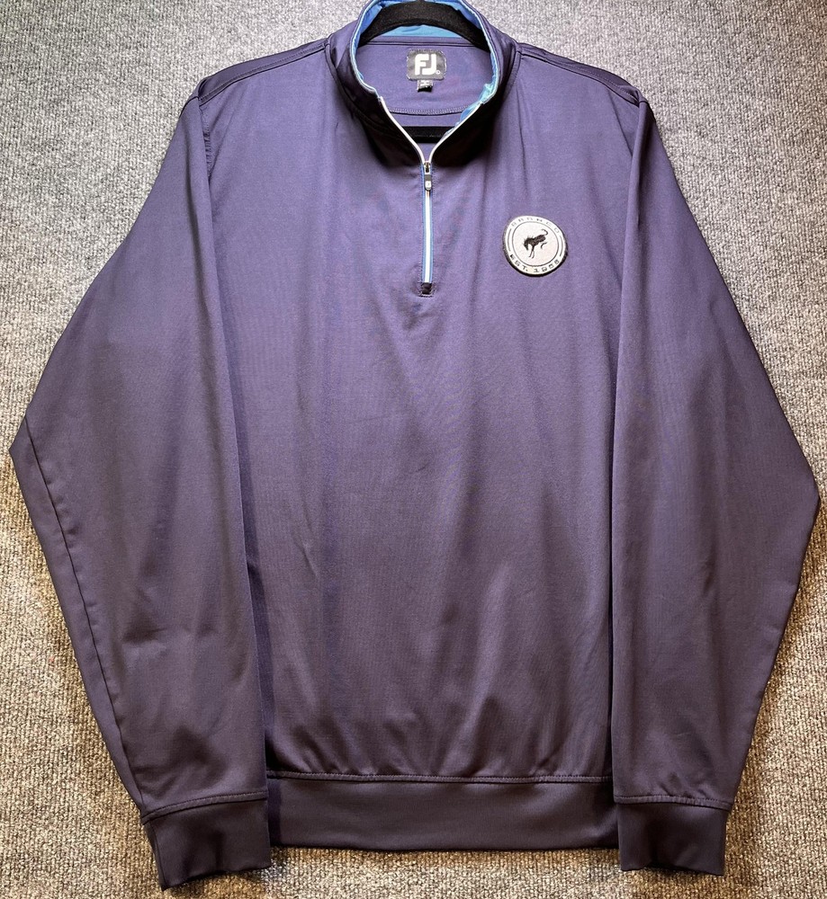Foot Joy 1/4 Zip Golf Pullover Mens Large Navy Blue Bronco Patch Logo