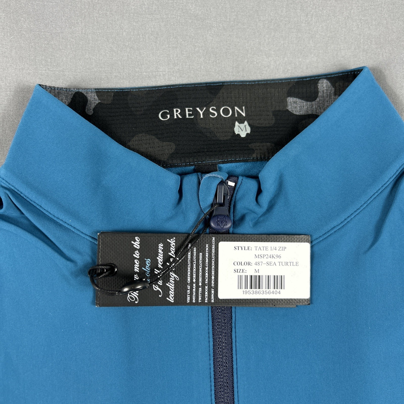 Greyson Golf Pullover Tate 1/4 Zip Medium Sea Turtle Polyamide NWT MSRP $138 gallery