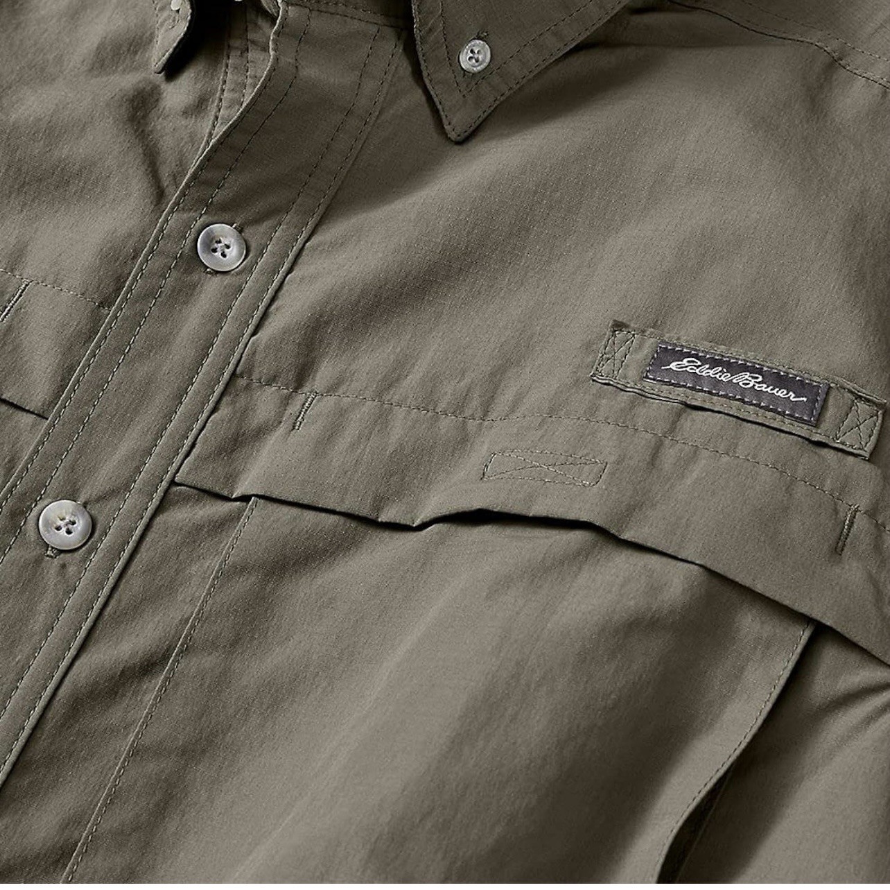 Eddie Bauer Men's hiking Short Sleeve Button Shirt Light Gray -S- NWT $60 (a23) gallery
