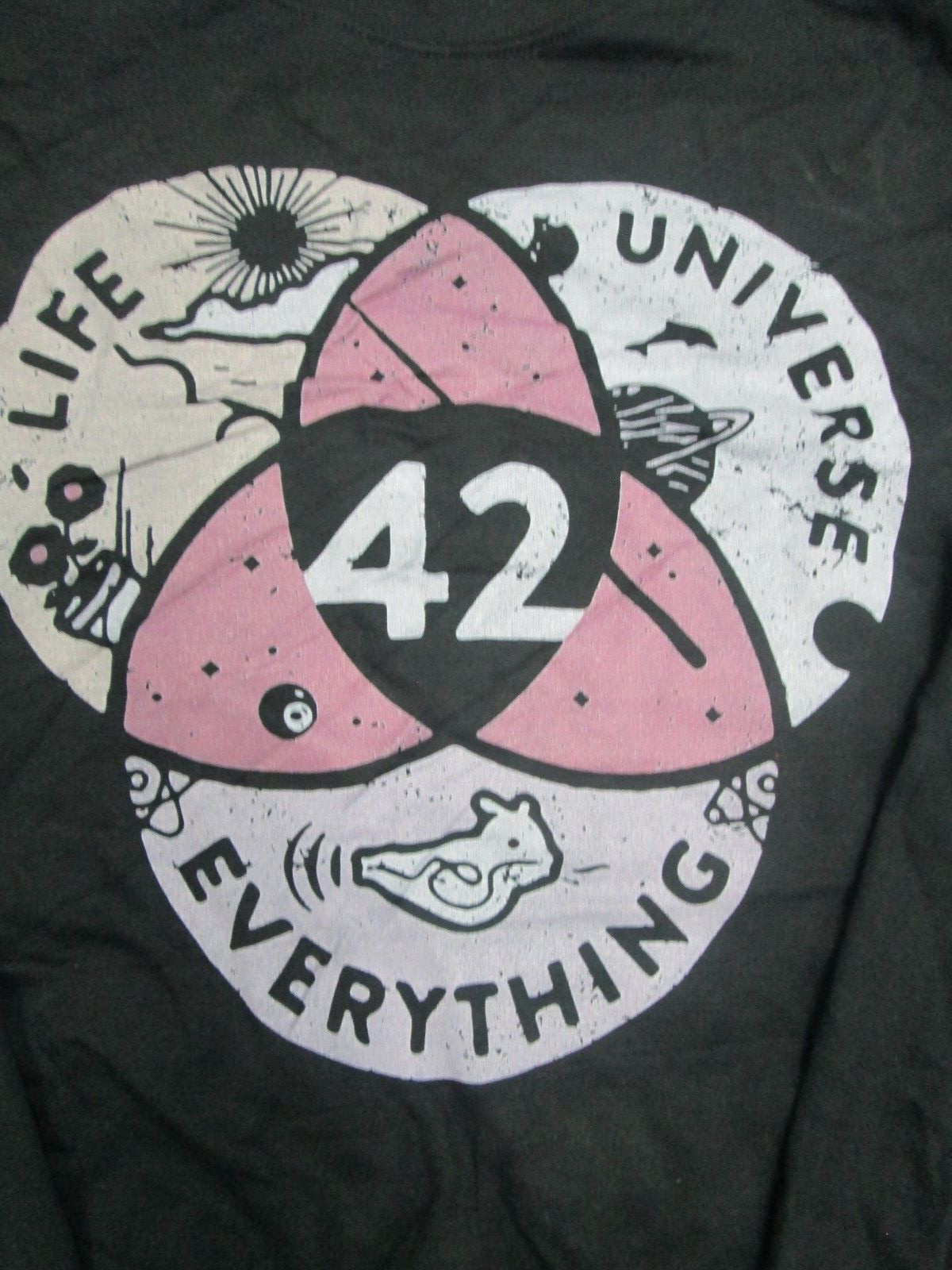 Sweatshirt crew black Life the universe and Everything Douglas Adams 2xl NEW 7 gallery