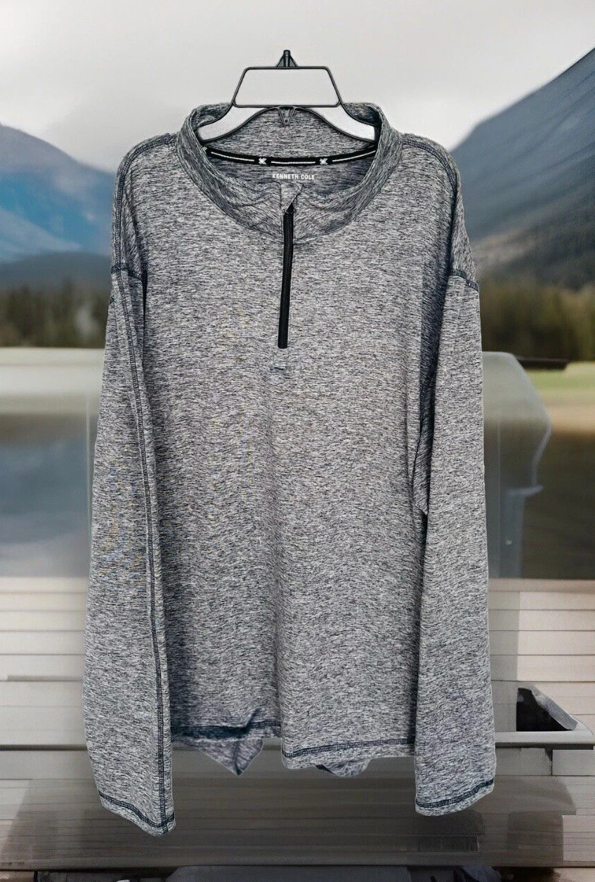 Kenneth Cole long sleeve Clima Control Performance 1/4 zip grey pullover Sz 2X gallery