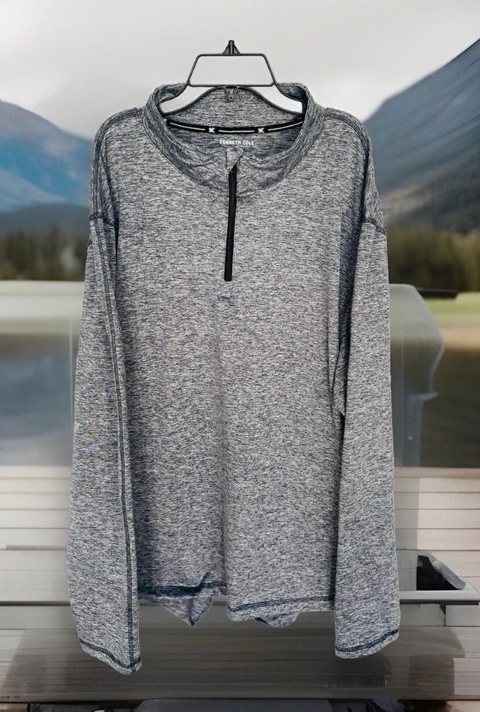 Kenneth Cole long sleeve Clima Control Performance 1/4 zip grey pullover Sz 2X