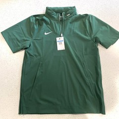 new NIKE men’s $65 Concealed Hood 1/4 zip Cage on-field Jacket Green size M #44