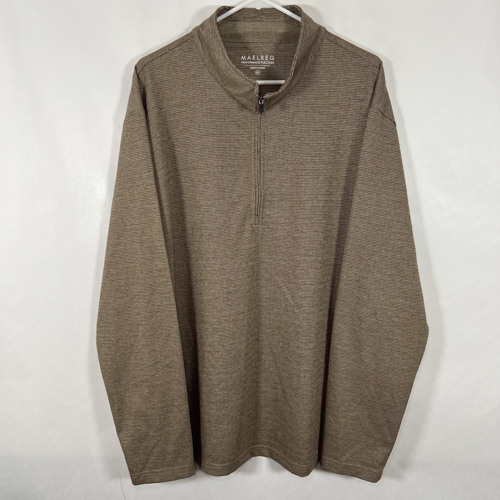Maelreg 1/4 Zip Performance Pullover Mens 2XL XXL Brown Houndstooth Performance gallery