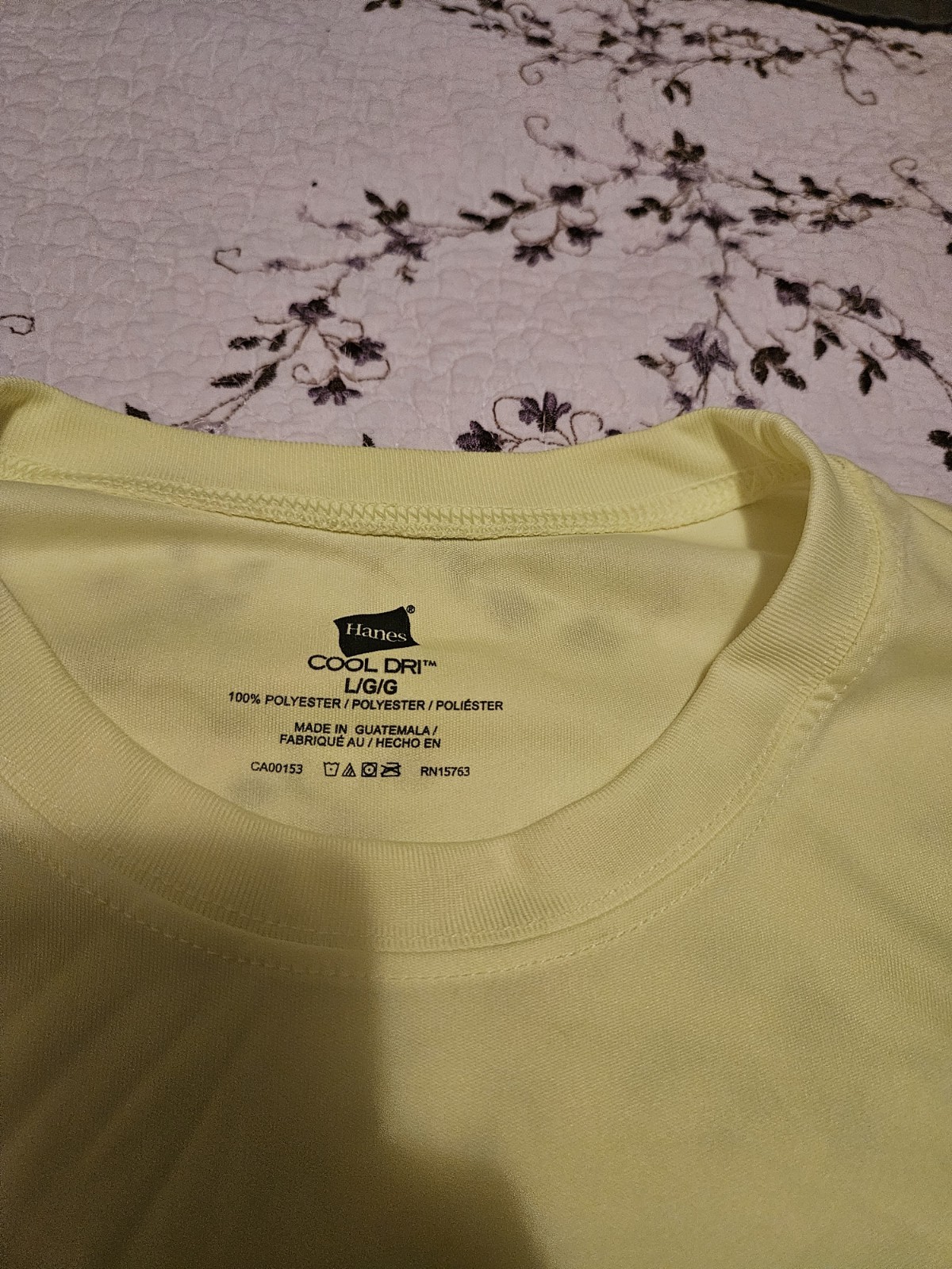 Hanes Cool Dri Men's L Yellow Polyester Lightweight Regular Fit Crew Neck Tee gallery