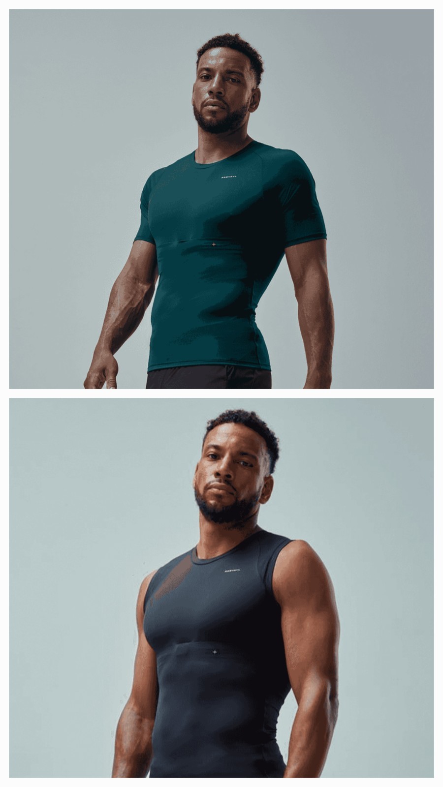 Prevayl Men's x2 Bundle Smart Compressive Fit T-Shirt & Tank Top Size L, Blk/Grn gallery