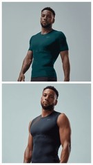 Prevayl Men’s x2 Bundle Smart Compressive Fit T-Shirt & Tank Top Size L, Blk/Grn