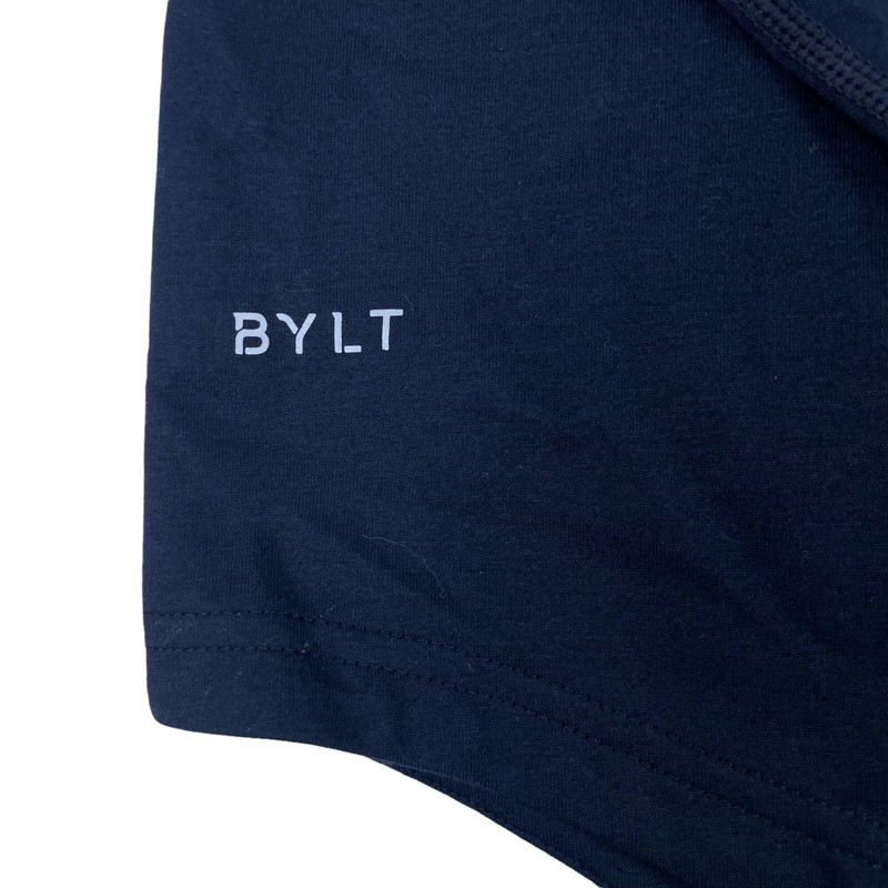 Bylt Basics Drop Cut Men's Long Sleeve Crew Neck Stretch Shirt Navy Blue Size XL gallery