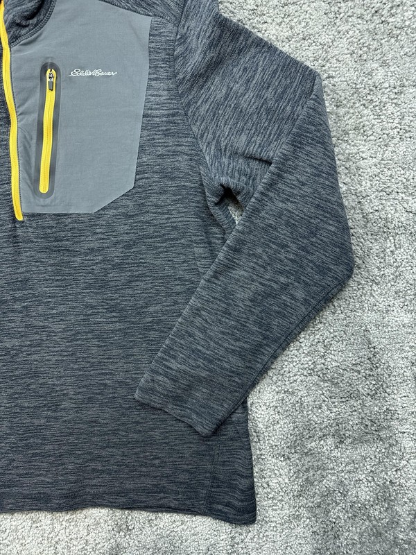 Eddie Bauer Pullover Sweater Mens Medium Gray 1/4 Zip Outdoor Performance Pocket gallery