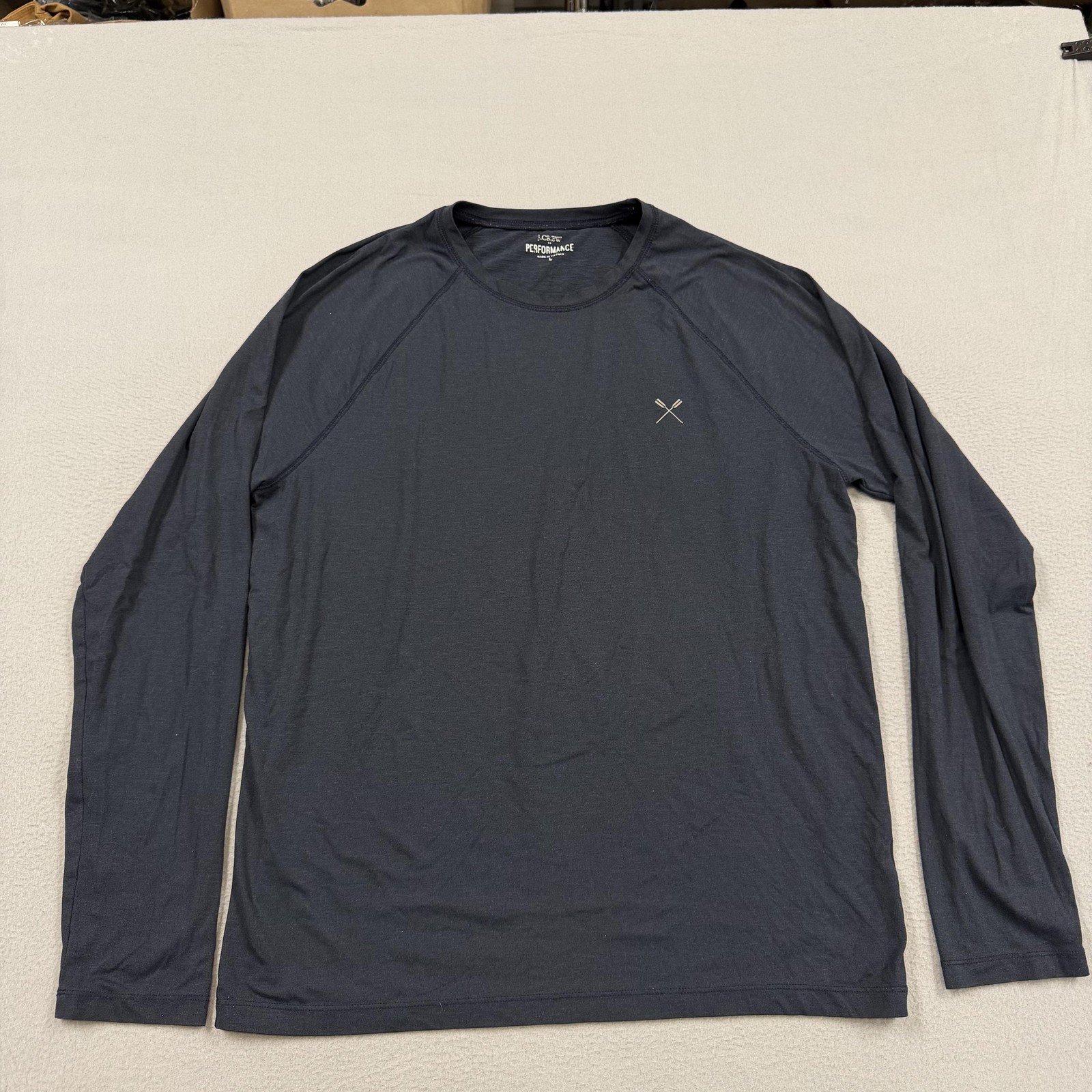 J.Crew Performance Shirt Mens Large Gray Long Sleeve Running Athletic Top gallery
