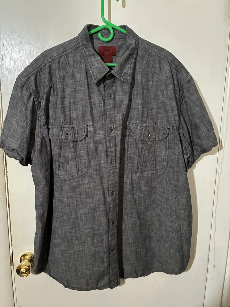 The Foundry Supply Co Young Men's 3XL Gray 100% Cotton Button Up S/S Shirt