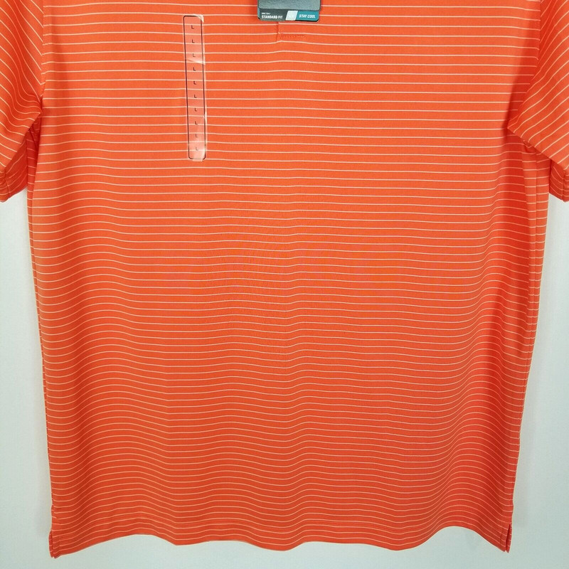 Nike Men Victory Stripe Polo 585748 Golf Shirt Size L Striped Orange Short Sleev gallery