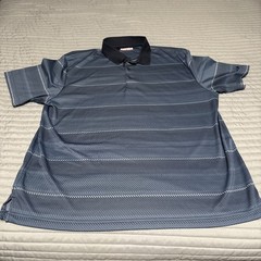 Grand Slam Performance Men’s Golf Polo Shirt Blue Striped XXL