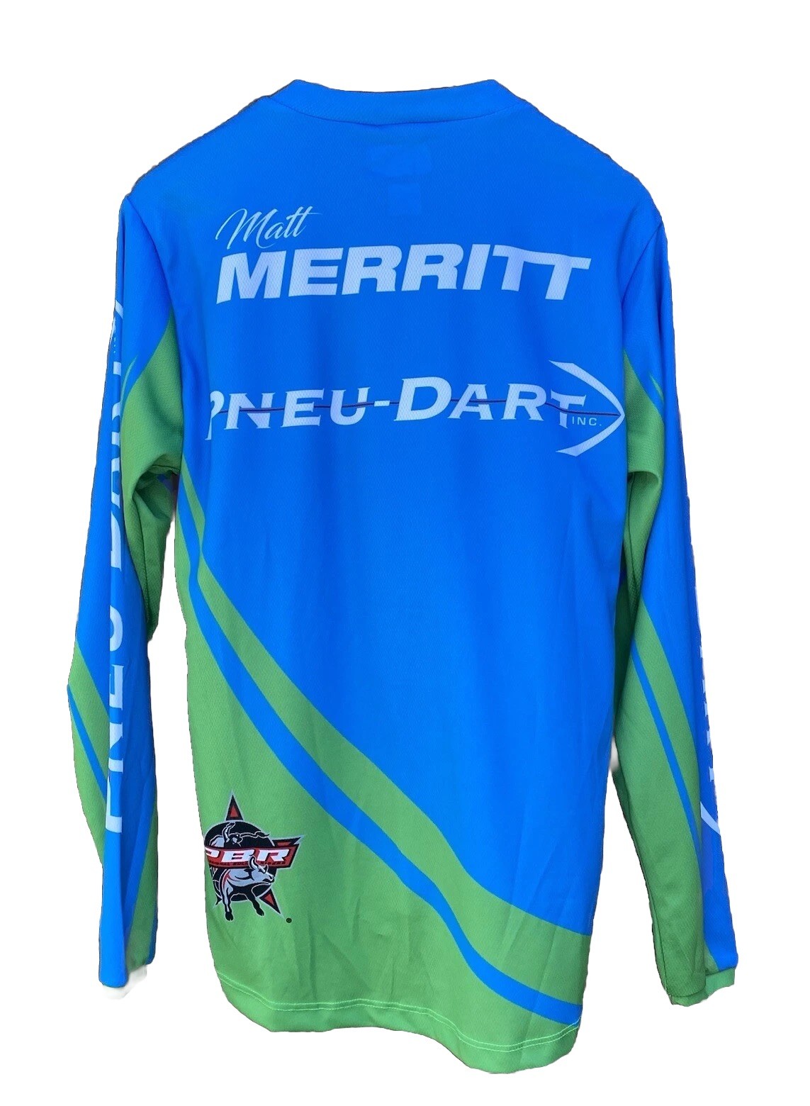 PBR Professional Bull Riders PNEU DART Merritt Sponsor Jersey Blue Size Small gallery