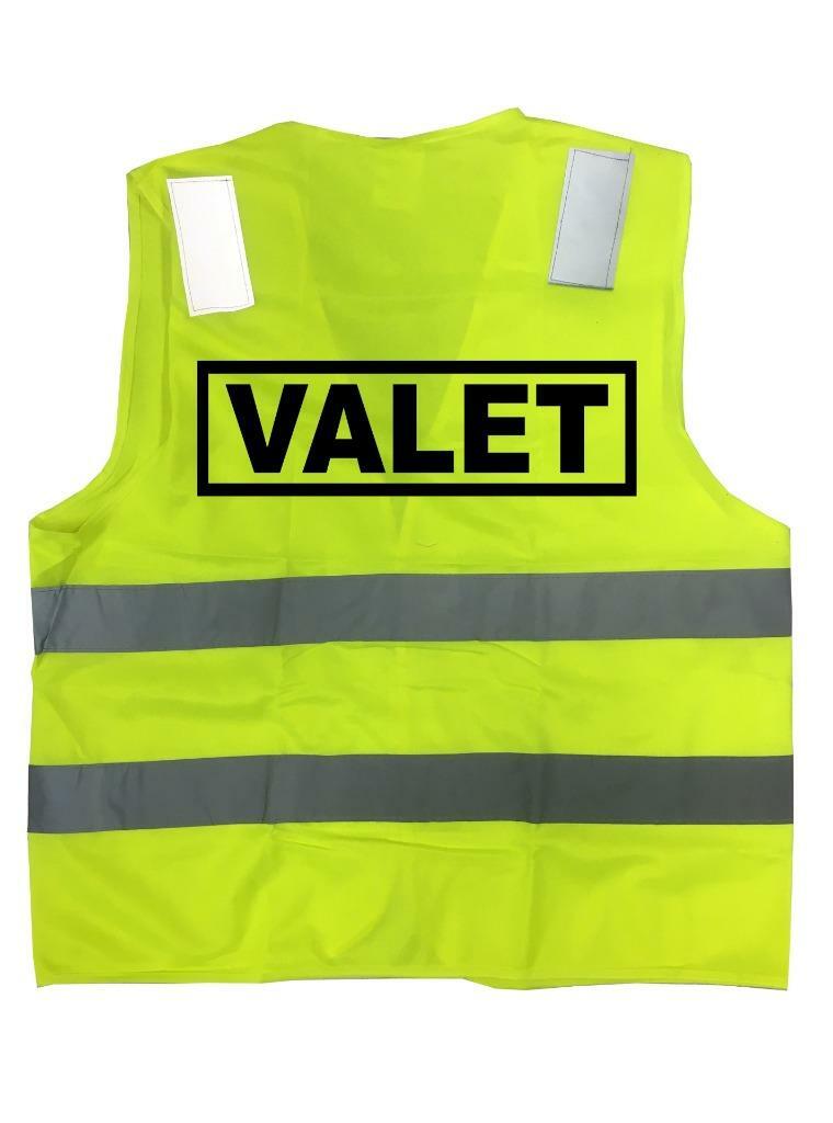 VALET Safety Vest High Visibility Reflective Stripes Security Neon Yellow One SZ gallery