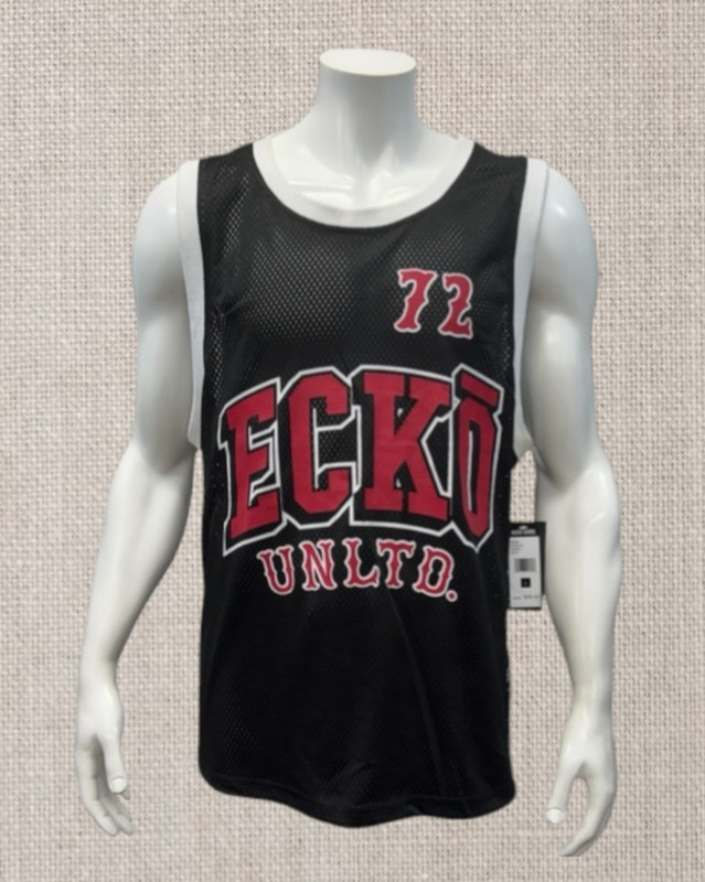 NWT Ecko Unltd Authentic 72 Black Red White Sleeveless Rhino Basketball Jersey L gallery