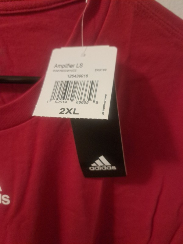 adidas Men's Amplifier Creweck Long Sleeve Tee EK0199. Size 2XL. NWT. Red...... gallery